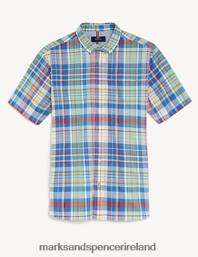 Marks & Spencer Men Pure Cotton Check Shirt Multi Clothing 2VJ8DF6928