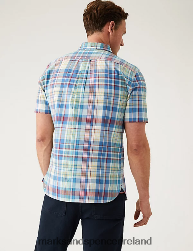 Marks & Spencer Men Pure Cotton Check Shirt Multi Clothing 2VJ8DF6928