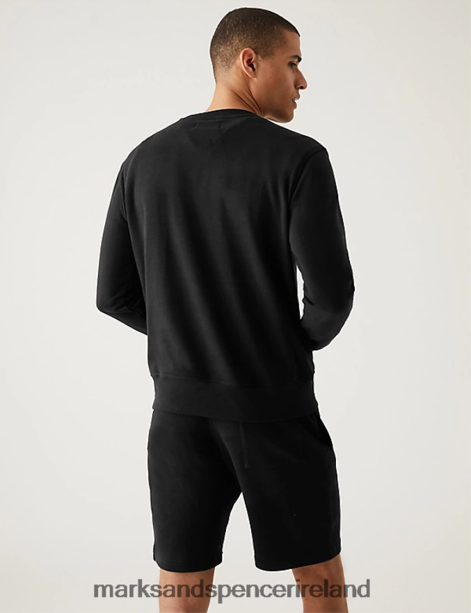 Marks & Spencer Men Pure Cotton Crew Neck Sweatshirt Black Clothing 2VJ8DF6880