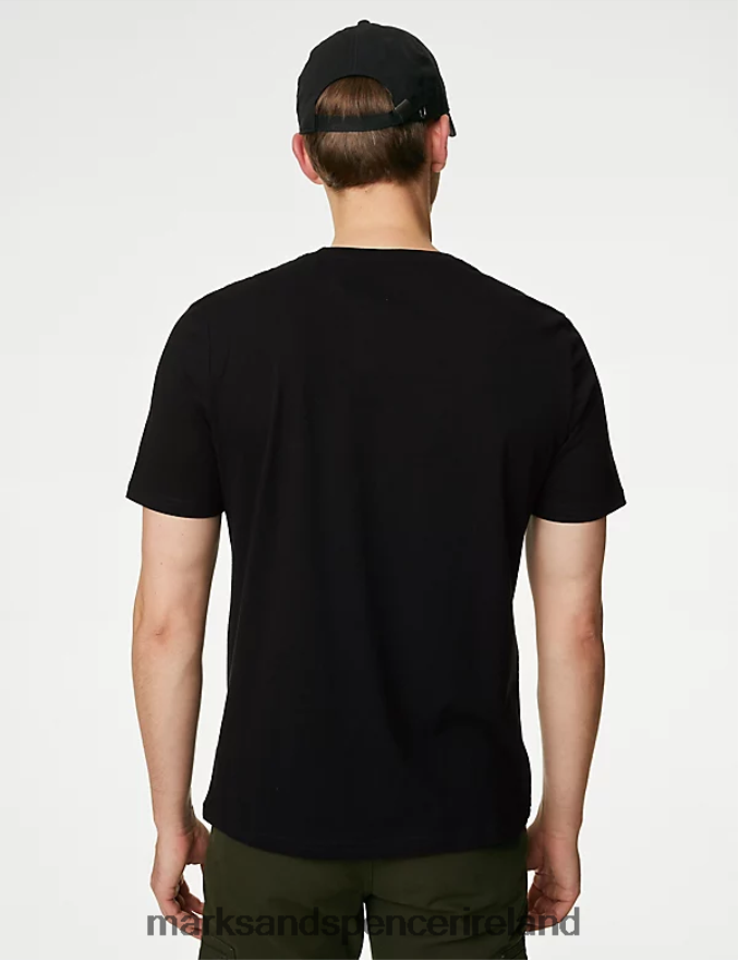 Marks & Spencer Men Pure Cotton Crew Neck T-Shirt Black Clothing 2VJ8DF145