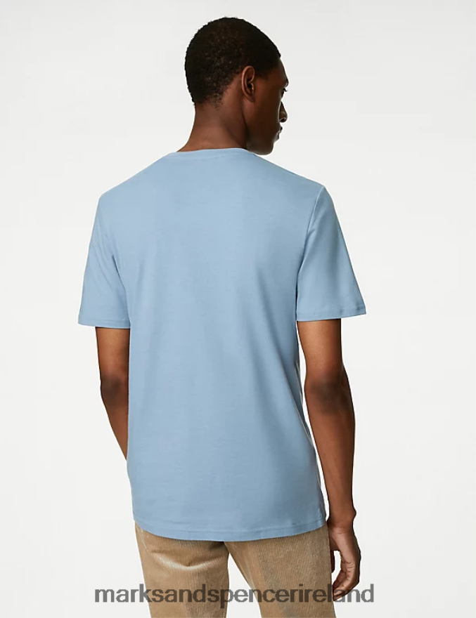 Marks & Spencer Men Pure Cotton Crew Neck T-Shirt Light Airforce Clothing 2VJ8DF172