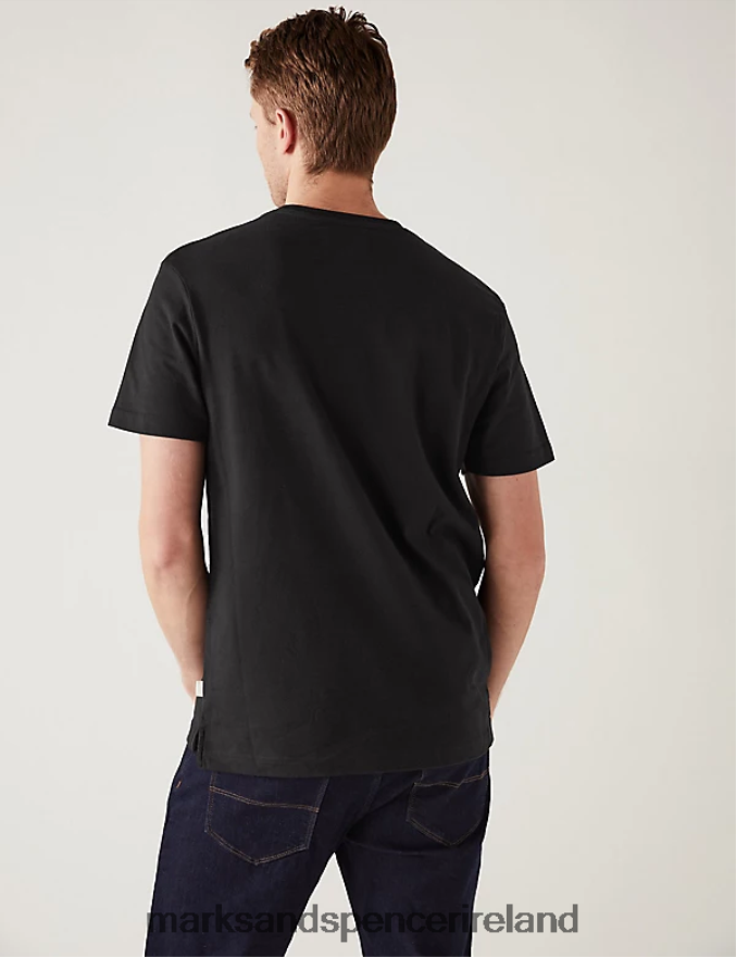 Marks & Spencer Men Pure Cotton Heavyweight T-Shirt Black Clothing 2VJ8DF5356