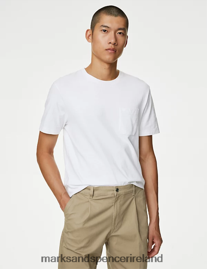 Marks & Spencer Men Pure Cotton Heavyweight T-Shirt White Clothing 2VJ8DF5358