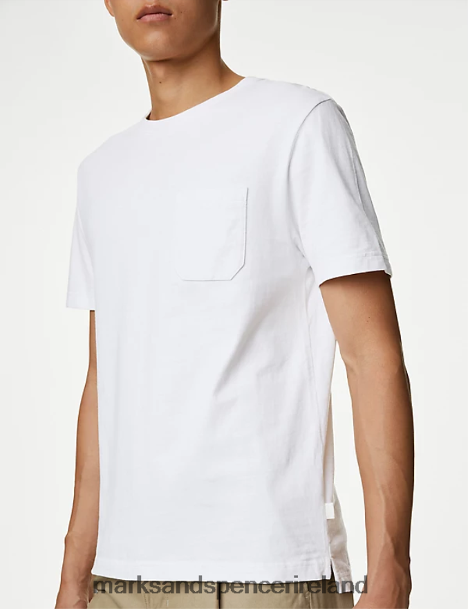 Marks & Spencer Men Pure Cotton Heavyweight T-Shirt White Clothing 2VJ8DF5358