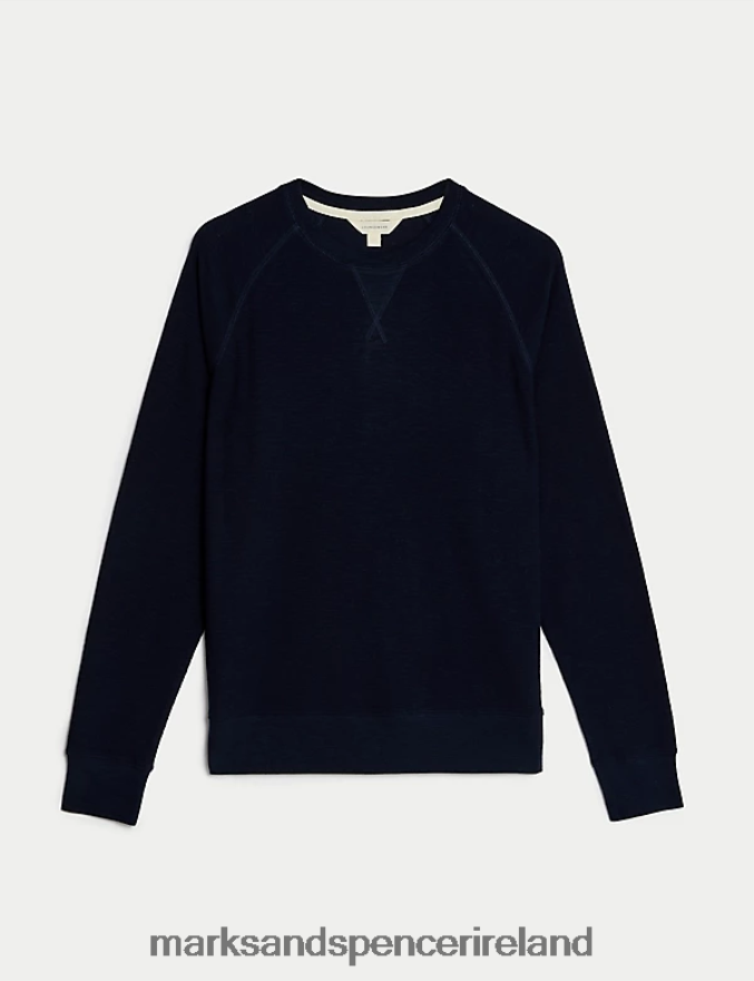 Marks & Spencer Men Pure Cotton Loungewear Sweatshirt Navy Clothing 2VJ8DF7162