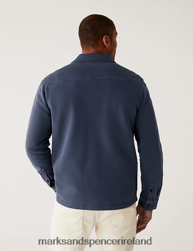 Marks & Spencer Men Pure Cotton Overshirt Blue Clothing 2VJ8DF6597