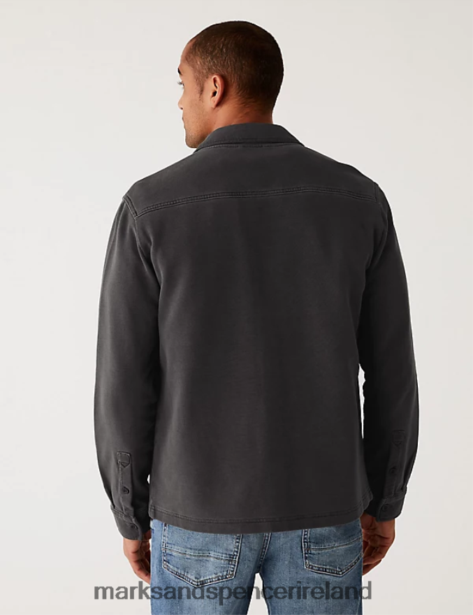 Marks & Spencer Men Pure Cotton Overshirt Carbon Clothing 2VJ8DF6942