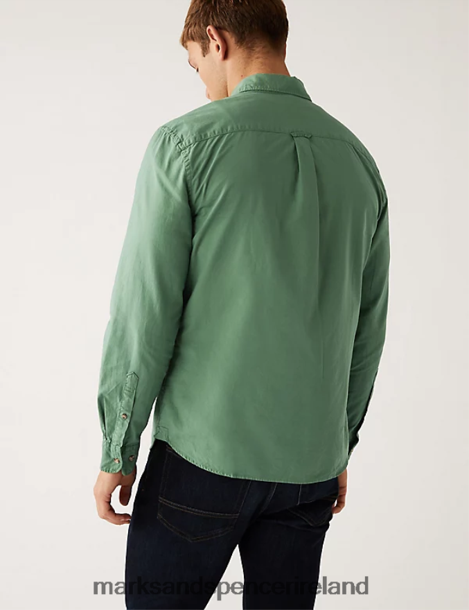 Marks & Spencer Men Pure Cotton Oxford Shirt Bright Green Clothing 2VJ8DF7015