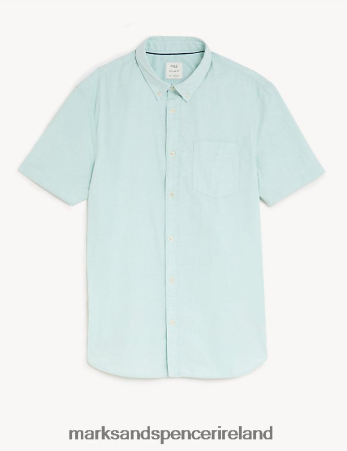 Marks & Spencer Men Pure Cotton Oxford Shirt Green Clothing 2VJ8DF5858