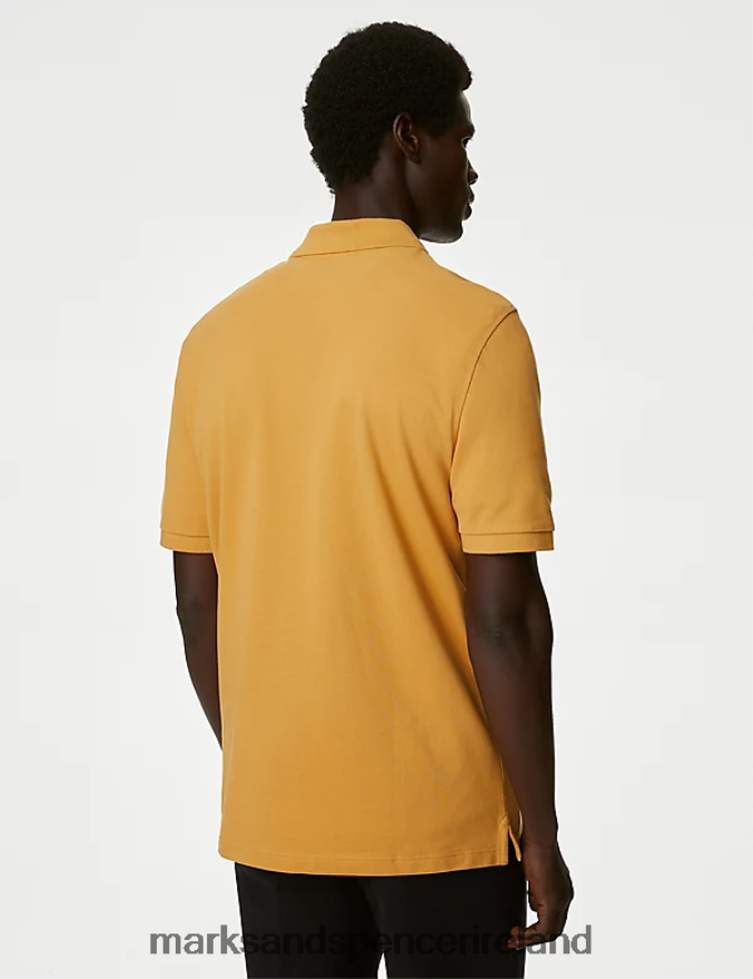 Marks & Spencer Men Pure Cotton Pique Polo Shirt Gold Clothing 2VJ8DF213