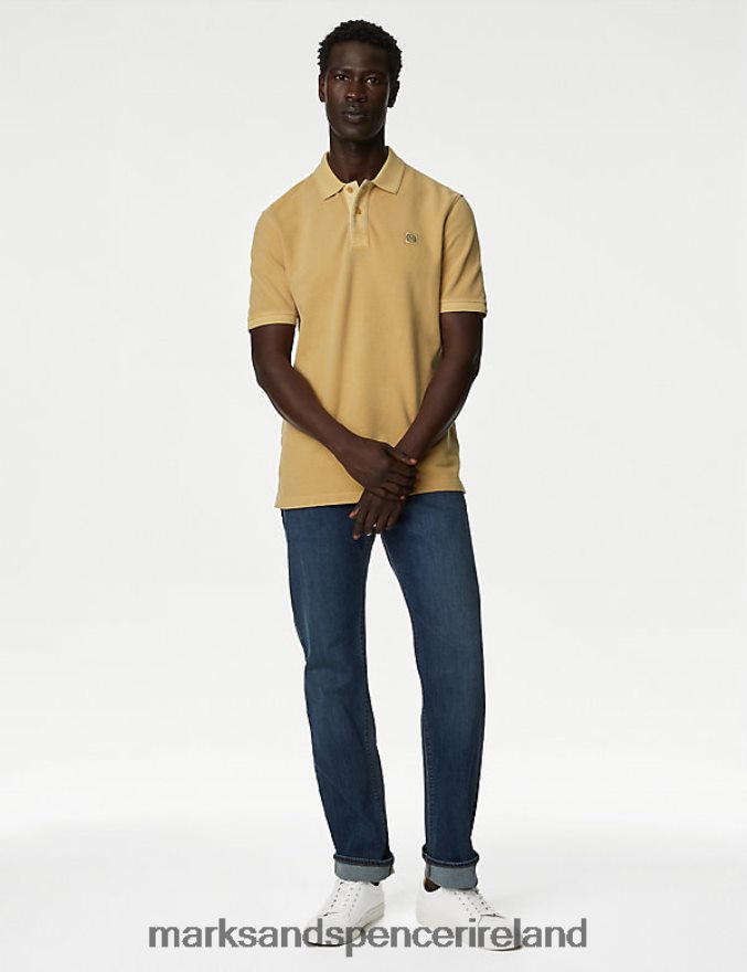 Marks & Spencer Men Pure Cotton Polo Shirt Dark Honey Clothing 2VJ8DF7214