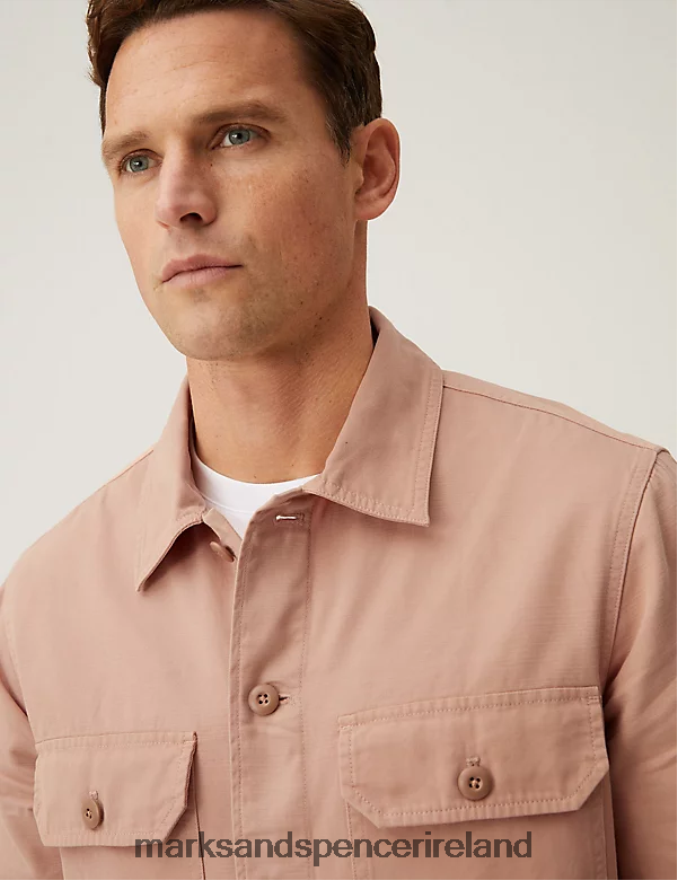 Marks & Spencer Men Pure Cotton Utility Overshirt Rust Clothing 2VJ8DF5565
