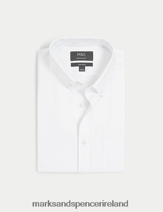 Marks & Spencer Men Regular Fit Non Iron Pure Cotton Oxford Shirt White Clothing 2VJ8DF6280
