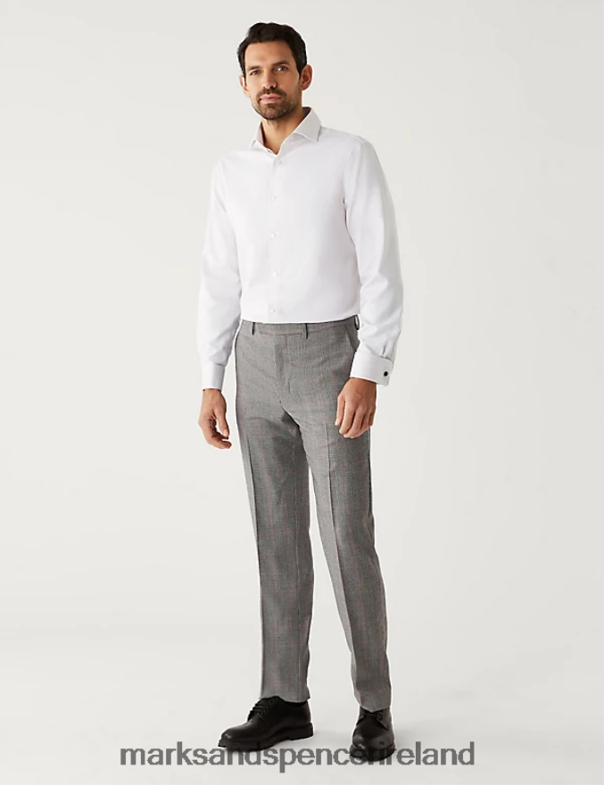 Marks & Spencer Men Regular Fit Pure Cotton Herringbone Shirt Neutral Clothing 2VJ8DF6400