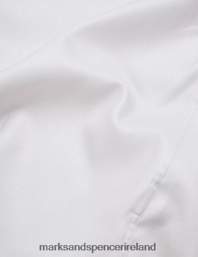 Marks & Spencer Men Regular Fit Pure Cotton Herringbone Shirt Neutral Clothing 2VJ8DF6400