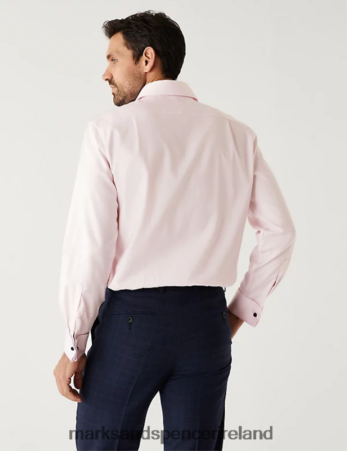 Marks & Spencer Men Regular Fit Pure Cotton Herringbone Shirt Pale Pink Clothing 2VJ8DF6728