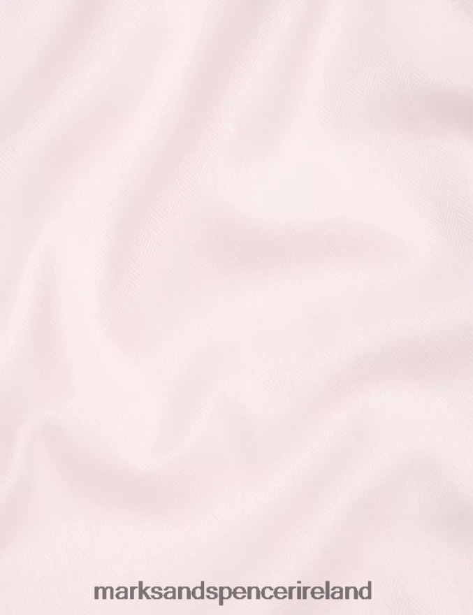 Marks & Spencer Men Regular Fit Pure Cotton Herringbone Shirt Pale Pink Clothing 2VJ8DF6728