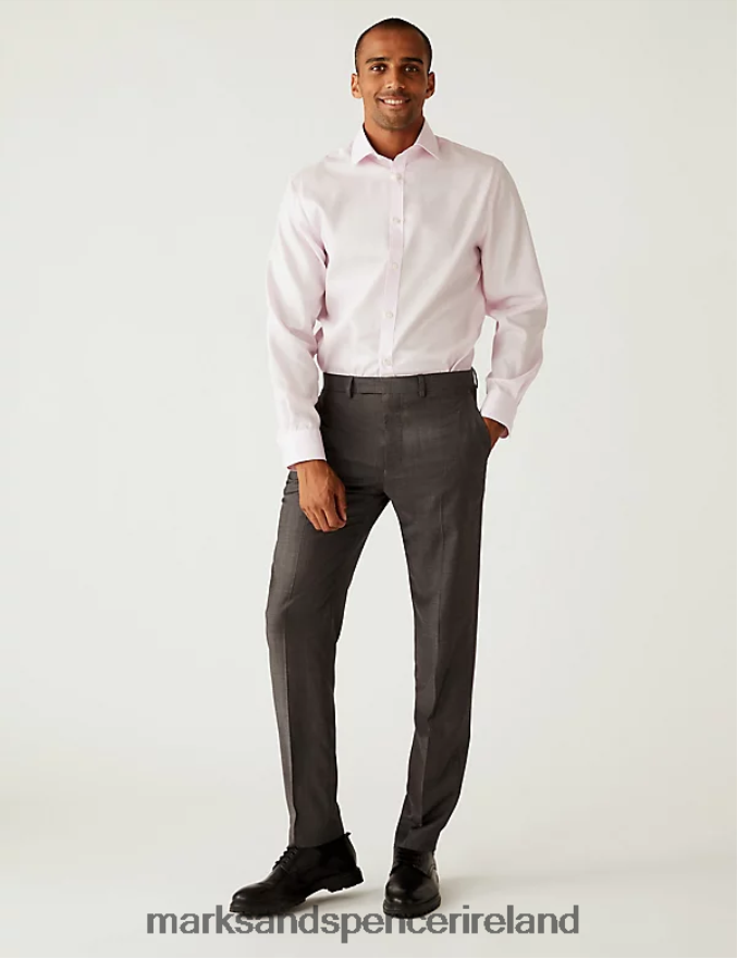 Marks & Spencer Men Regular Fit Pure Cotton Non Iron Shirt Light Pink Clothing 2VJ8DF5225