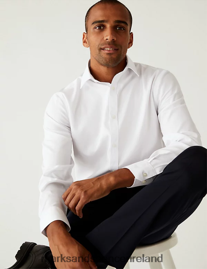 Marks & Spencer Men Regular Fit Pure Cotton Non Iron Shirt White Clothing 2VJ8DF4886
