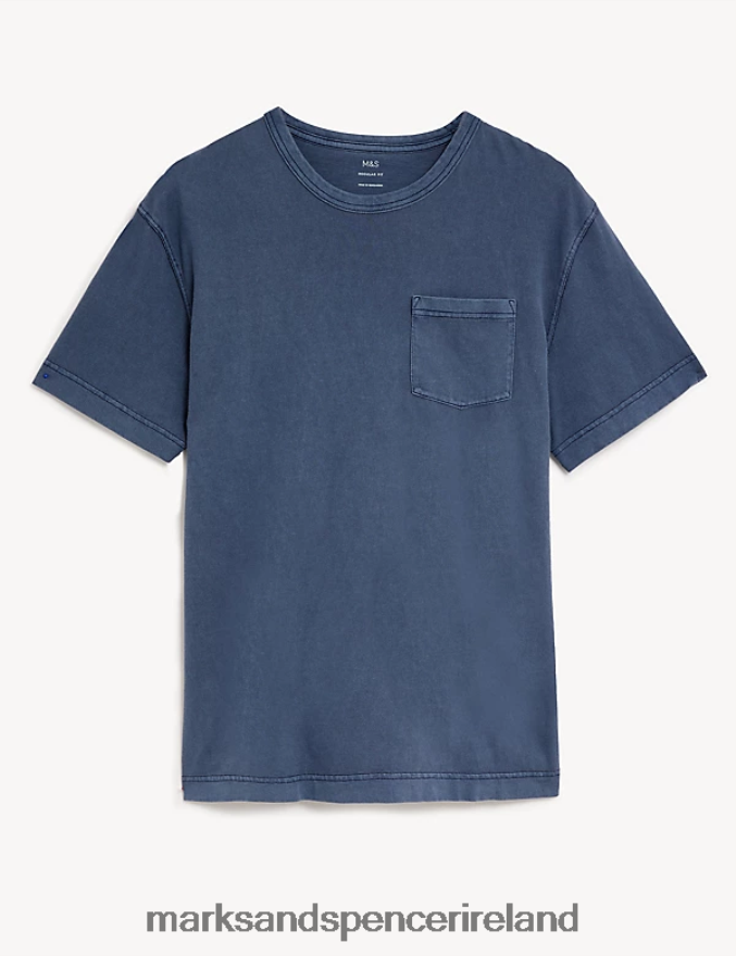 Marks & Spencer Men Relaxed Fit Pure Cotton Crew Neck T-Shirt Dark Ink Clothing 2VJ8DF6989