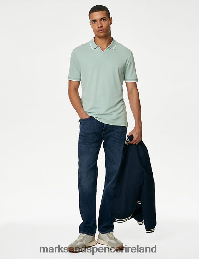 Marks & Spencer Men Revere Polo Shirt Fresh Green Clothing 2VJ8DF5294