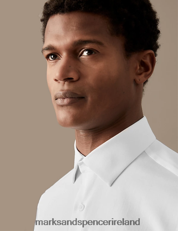 Marks & Spencer Men Slim Fit Easy Iron Cotton Rich Shirt White Clothing 2VJ8DF6442