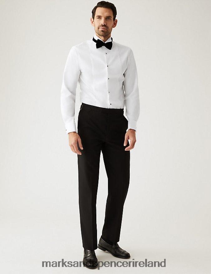 Marks & Spencer Men Slim Fit Easy Iron Pure Cotton Dinner Shirt White Clothing 2VJ8DF6186
