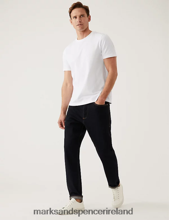 Marks & Spencer Men Slim Fit Pure Cotton Crew Neck T-Shirt White Clothing 2VJ8DF5153