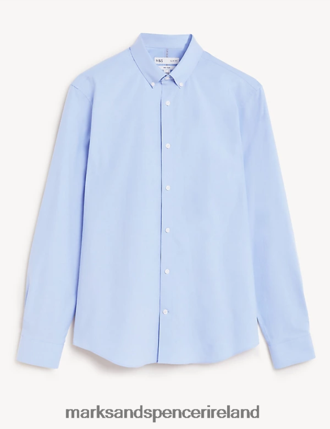 Marks & Spencer Men Slim Fit Ultimate Shirt with Stretch Blue Clothing 2VJ8DF5270