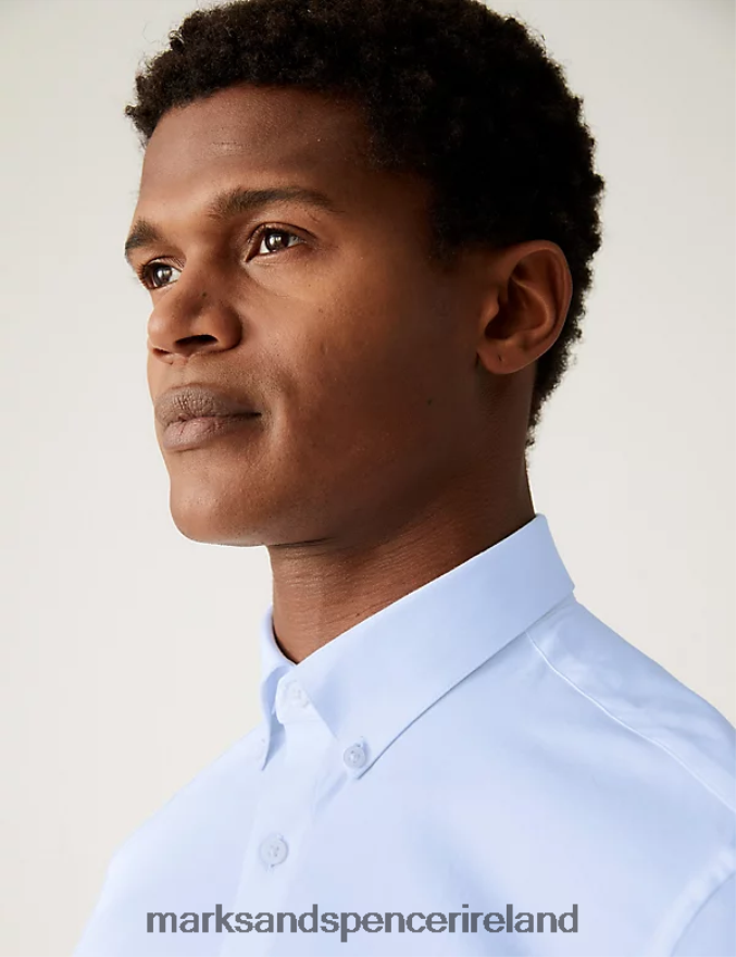 Marks & Spencer Men Slim Fit Ultimate Shirt with Stretch Blue Clothing 2VJ8DF5270