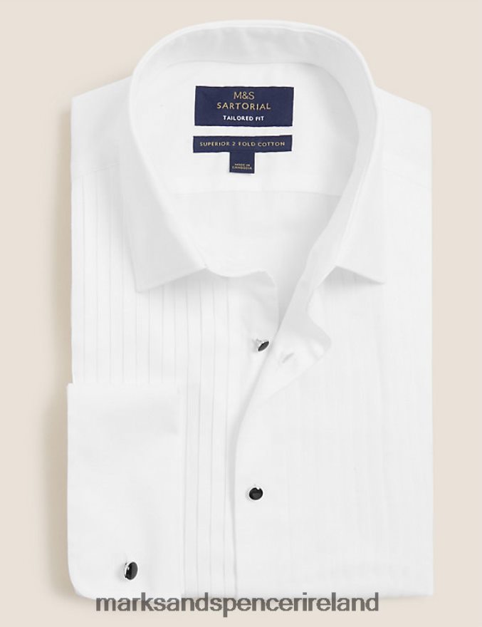 Marks & Spencer Men Tailored Fit Easy Iron Pure Cotton Shirt White Clothing 2VJ8DF6068