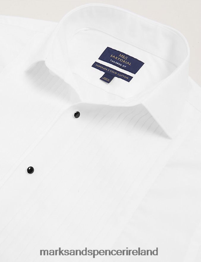 Marks & Spencer Men Tailored Fit Easy Iron Pure Cotton Shirt White Clothing 2VJ8DF6068