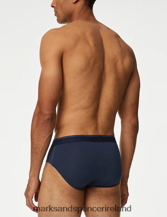 Marks & Spencer Men 10pk Cool & Fresh Briefs with Stretch Navy Mix Clothing 2VJ8DF5180