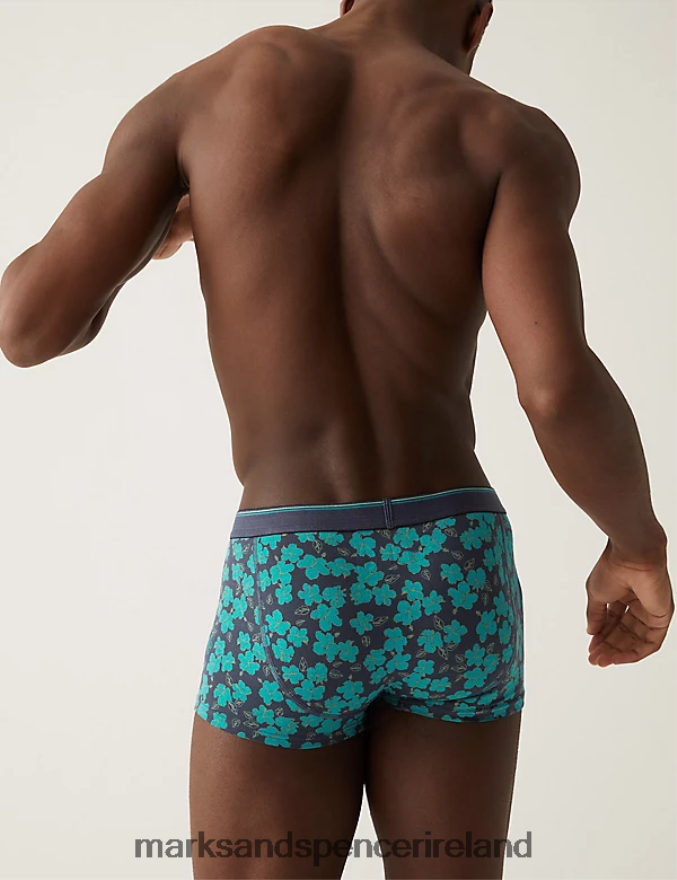 Marks & Spencer Men 3pk Hibiscus Print Hipster Kingfisher Clothing 2VJ8DF6141