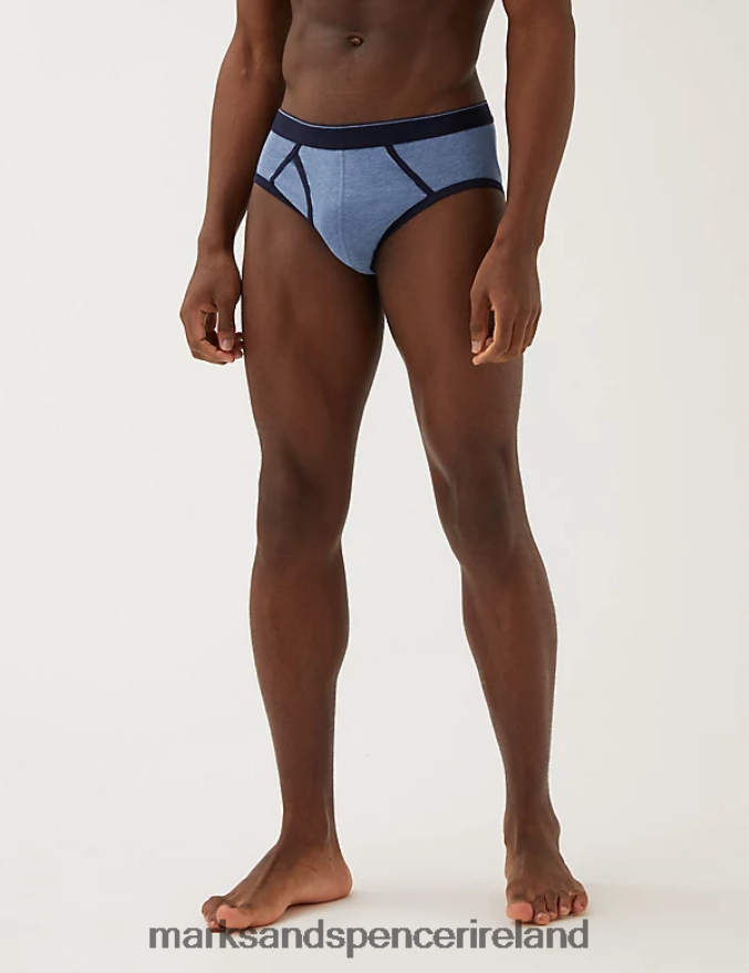 Marks & Spencer Men 5pk Cotton Stretch Cool & Fresh Briefs Denim Mix Clothing 2VJ8DF7221