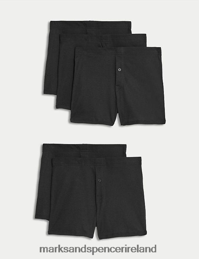 Marks & Spencer Men 5pk Pure Cotton Trunks Black Clothing 2VJ8DF5799