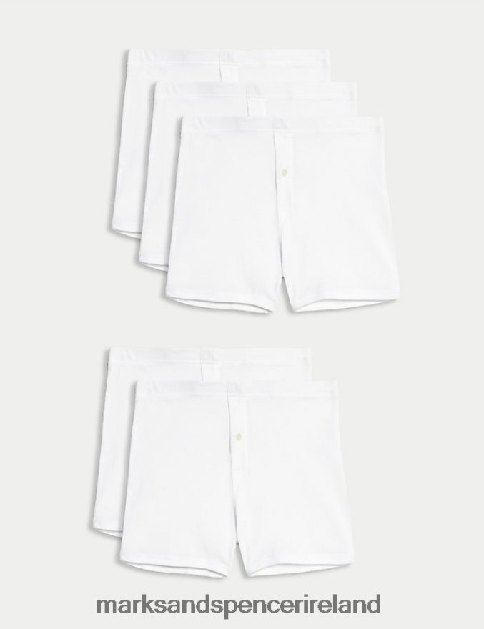 Marks & Spencer Men 5pk Pure Cotton Trunks White Clothing 2VJ8DF6166