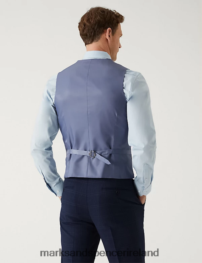 Marks & Spencer Men Check Waistcoat Blue Clothing 2VJ8DF6568