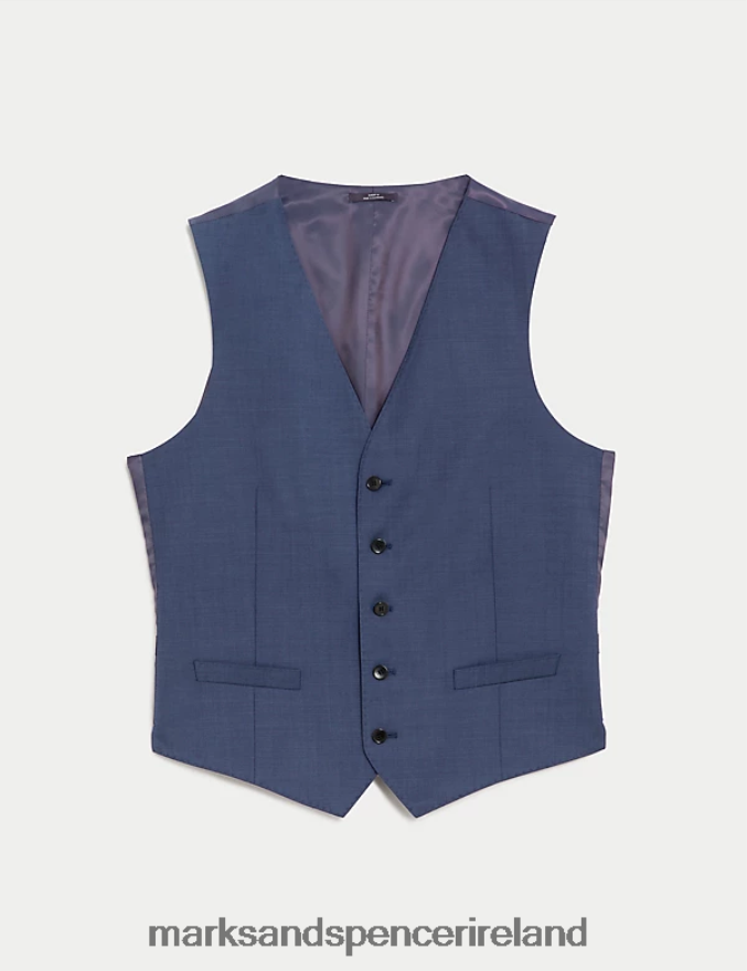 Marks & Spencer Men Pure Wool Waistcoat Chambray Clothing 2VJ8DF6028