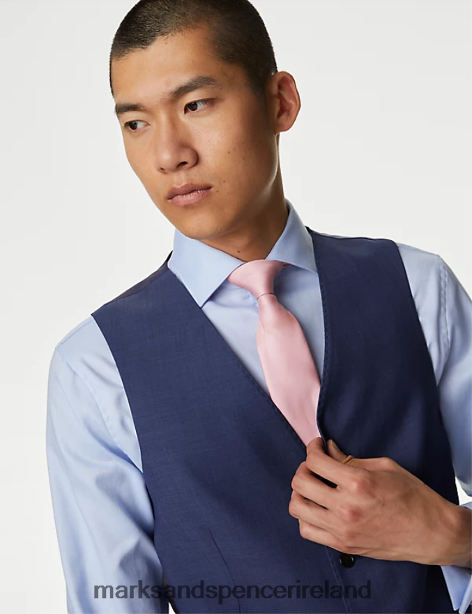 Marks & Spencer Men Pure Wool Waistcoat Chambray Clothing 2VJ8DF6028