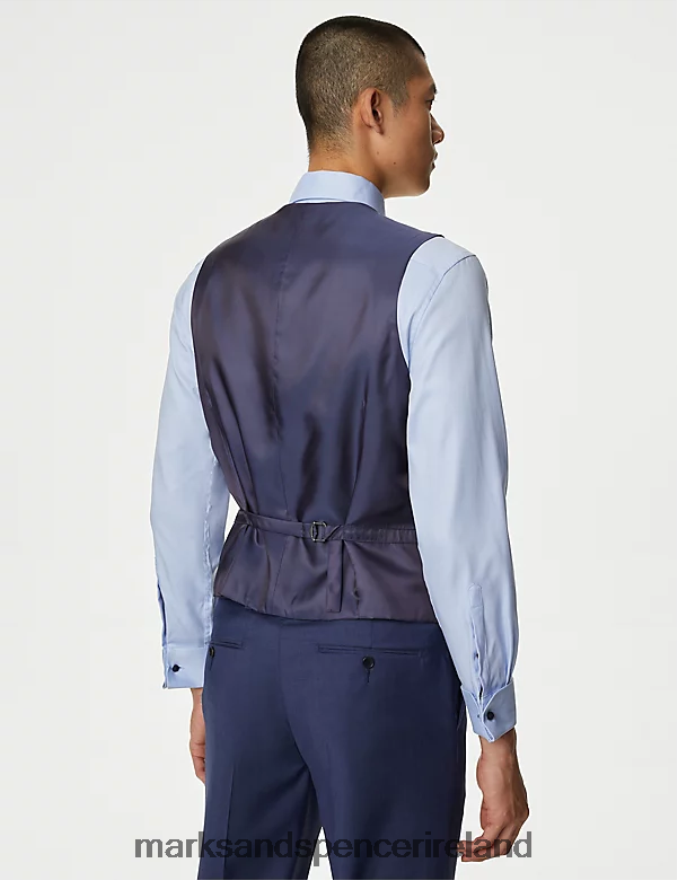 Marks & Spencer Men Pure Wool Waistcoat Chambray Clothing 2VJ8DF6028