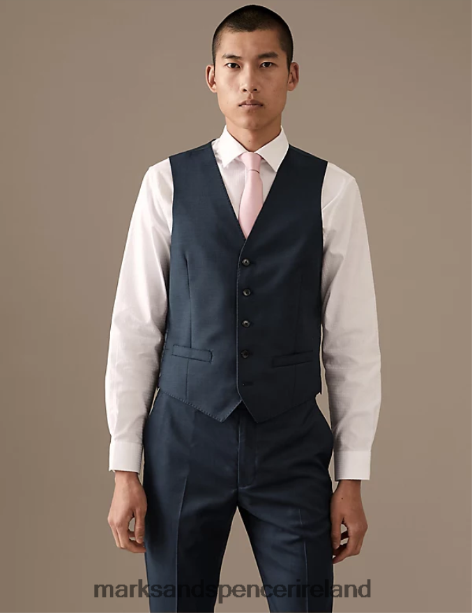Marks & Spencer Men Pure Wool Waistcoat Navy Clothing 2VJ8DF6029