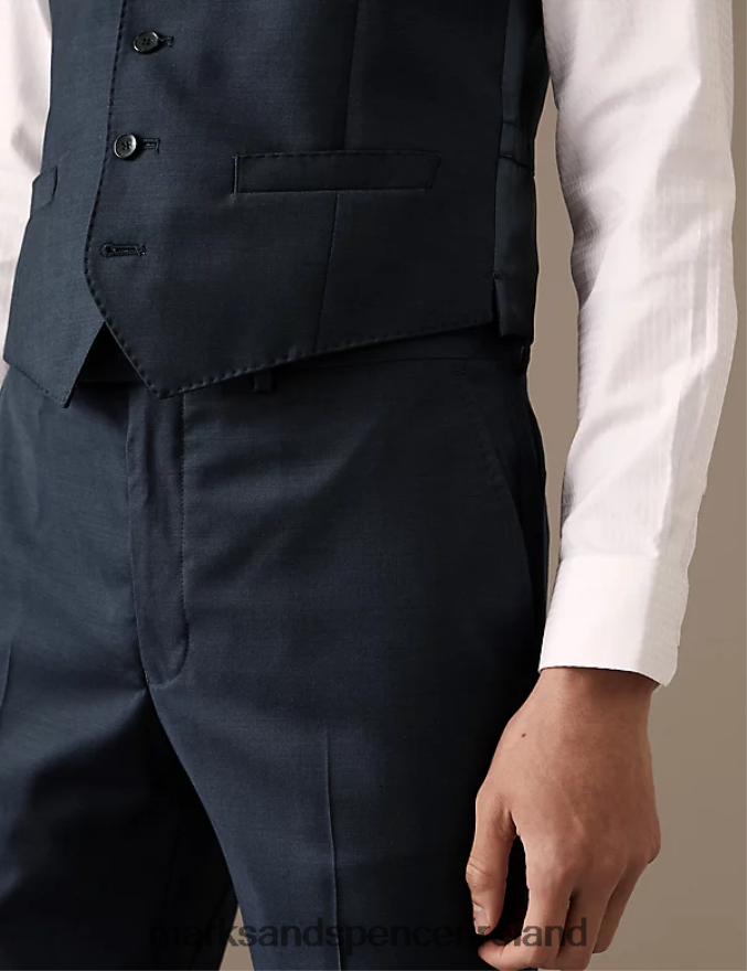 Marks & Spencer Men Pure Wool Waistcoat Navy Clothing 2VJ8DF6029