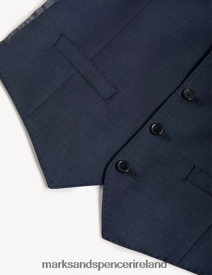 Marks & Spencer Men Pure Wool Waistcoat Navy Clothing 2VJ8DF6029