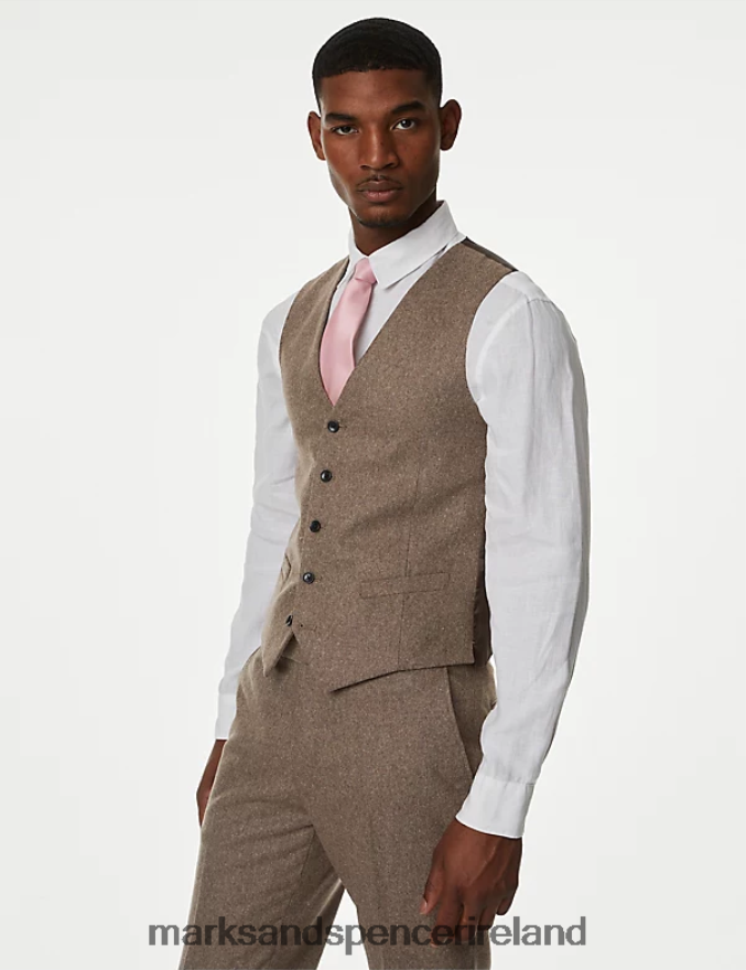 Marks & Spencer Men Wool Rich Donegal Waistcoat Oatmeal Clothing 2VJ8DF6647