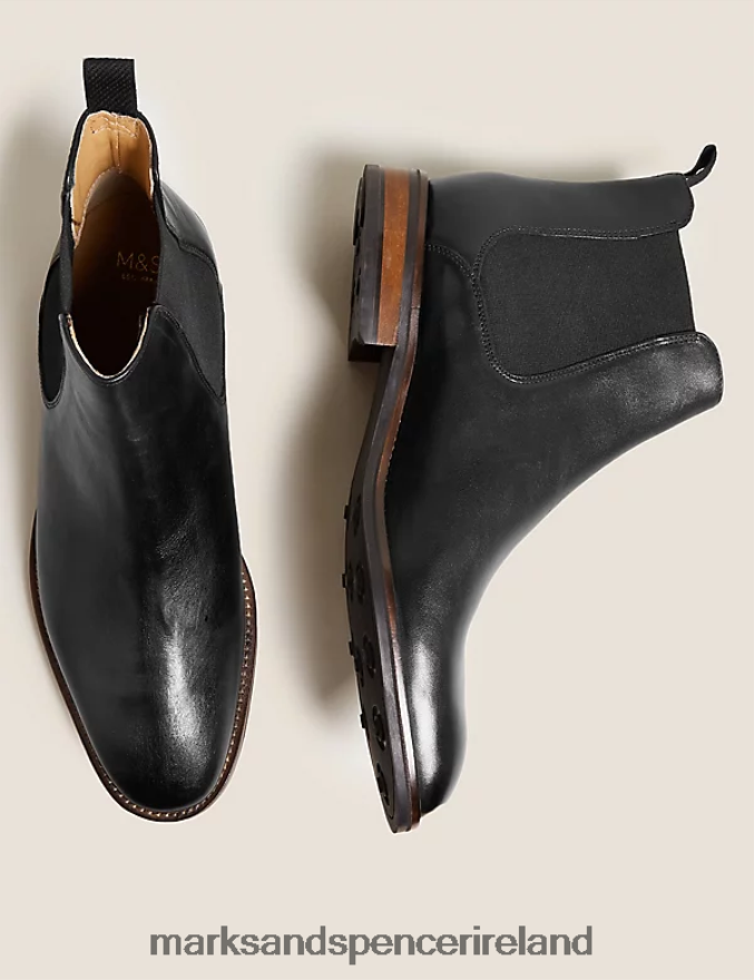 Marks & Spencer Men Leather Chelsea Boots Black Footwear 2VJ8DF7126