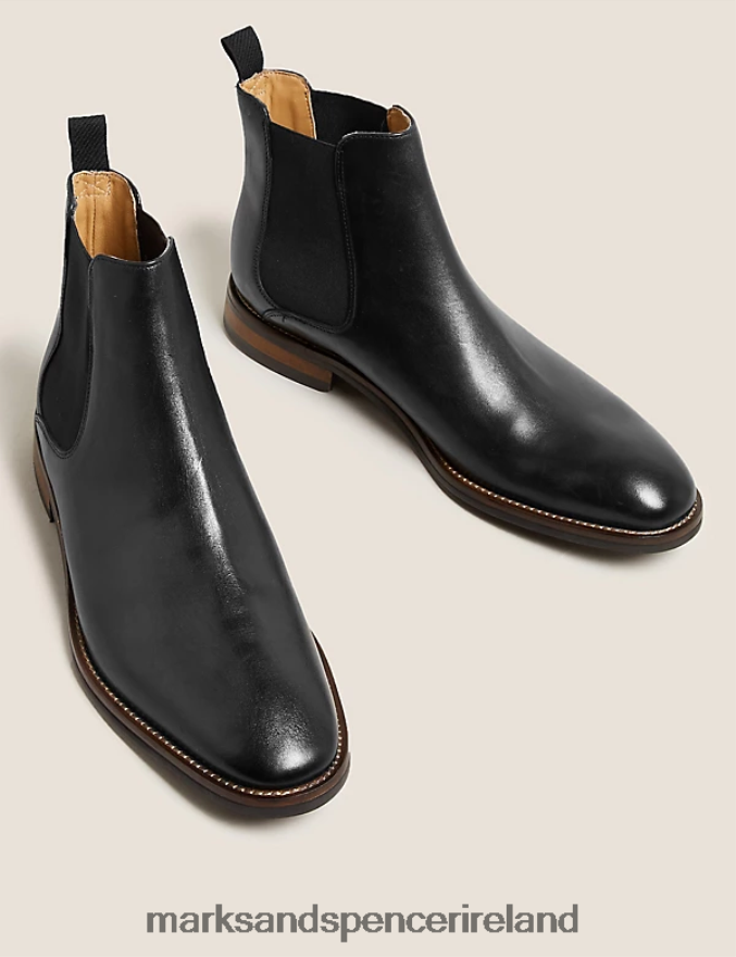 Marks & Spencer Men Leather Chelsea Boots Black Footwear 2VJ8DF7126