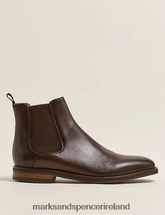 Marks & Spencer Men Leather Chelsea Boots Dark Brown Footwear 2VJ8DF7449