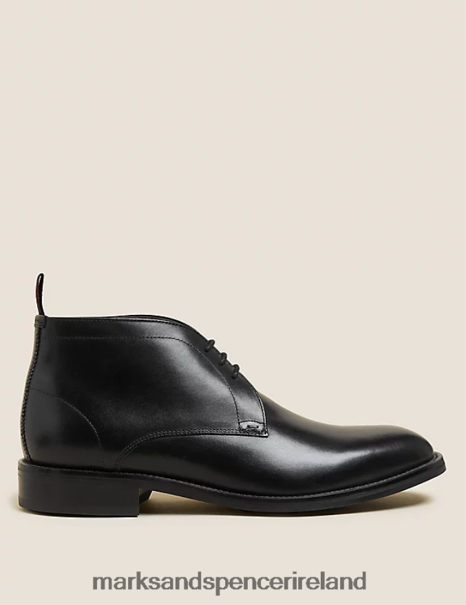 Marks & Spencer Men Leather Chukka Boots Black Footwear 2VJ8DF6270