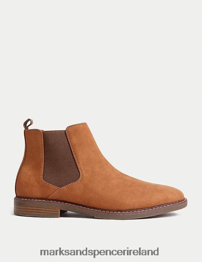 Marks & Spencer Men Suedette Chelsea Boots Tan Footwear 2VJ8DF5915